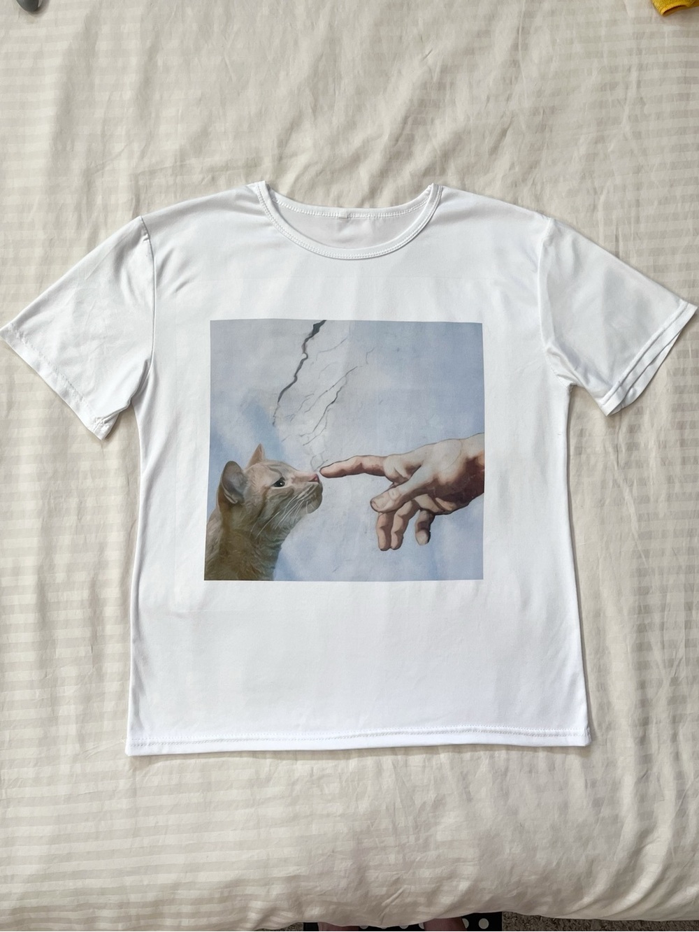 Michelangelo Orange Cat Booped Graphic T-Shirt | YesStyle, S/M, EUC